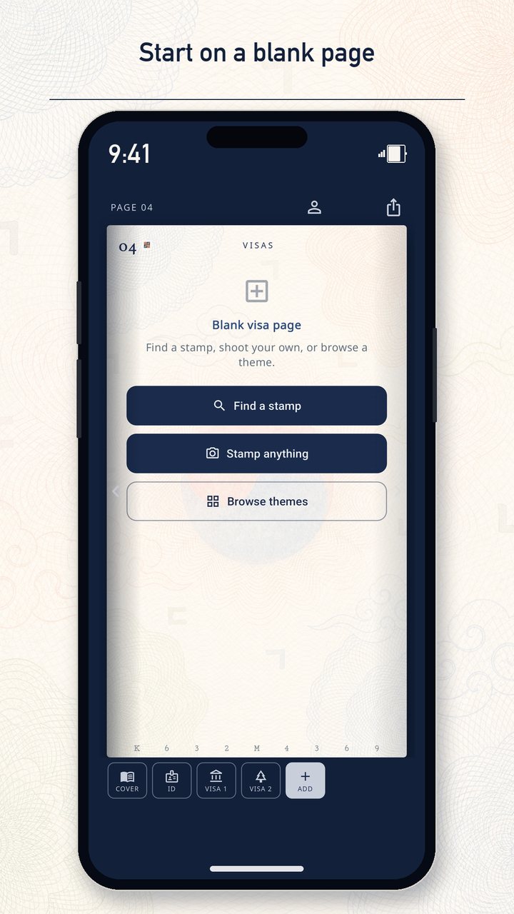 Start on a blank page — add a visa leaf